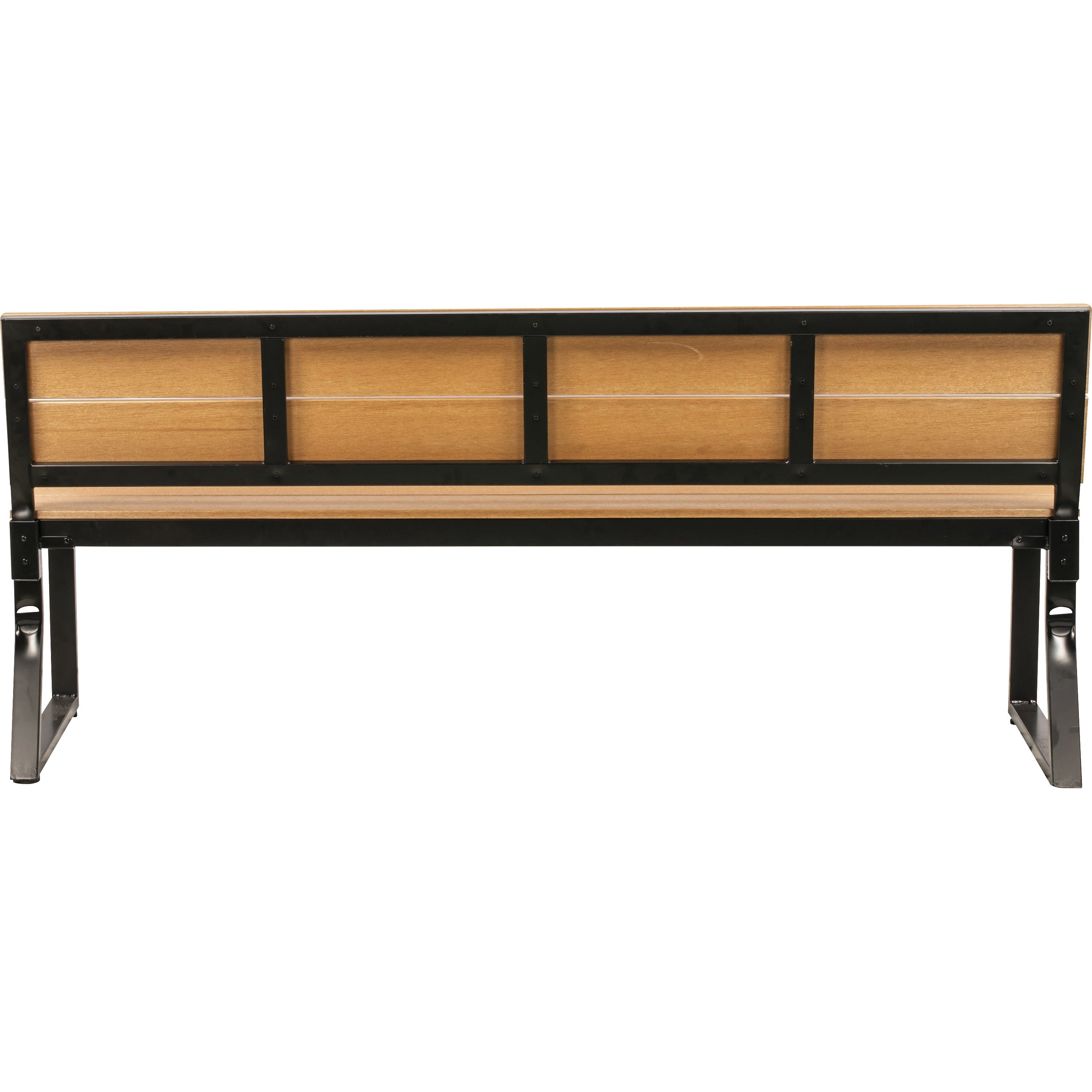 Lorell Teak Outdoor Bench With Backrest Teak Faux Wood Seat - Teak Faux Wood Back - 72" Length x 22" Width - 31.5" Height - 1 Each