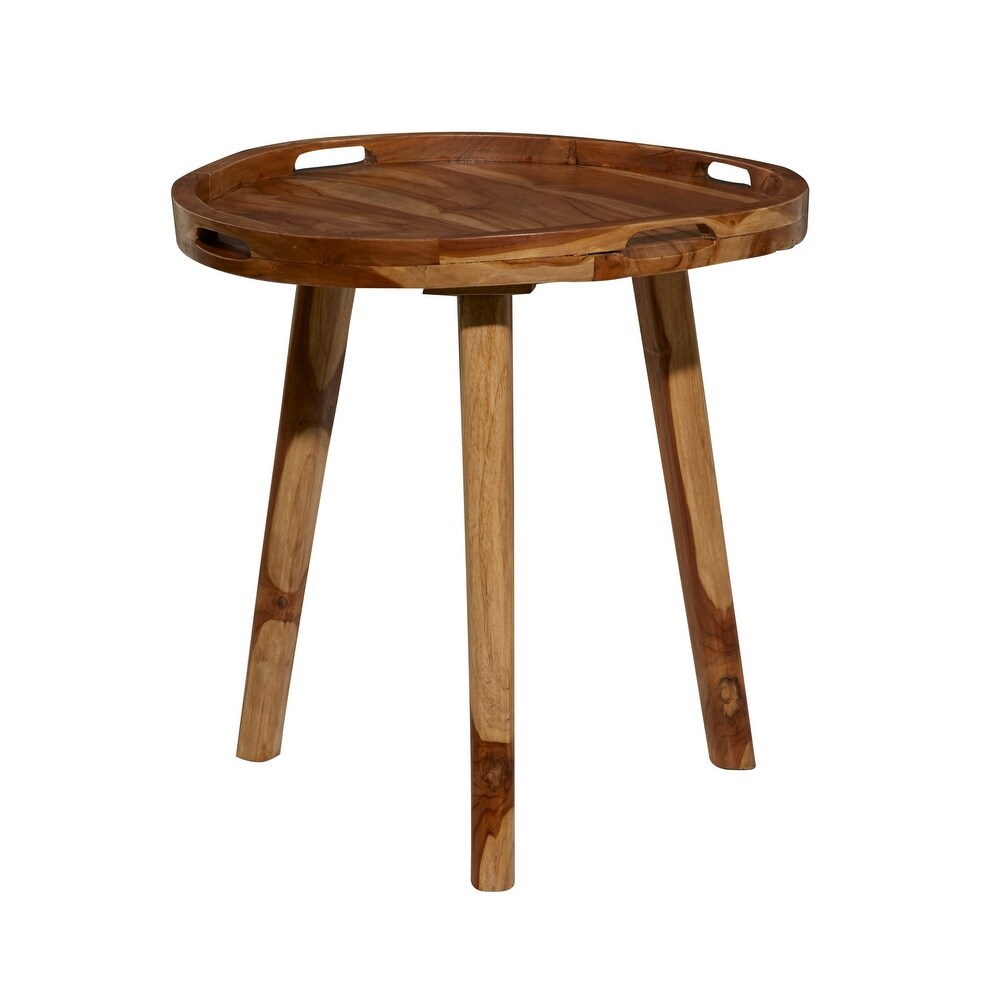 Brown Teak wood Contemporary Accent Table 24 x 24 x 24   24 x 24 x 24Round