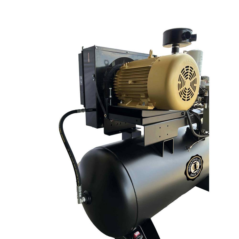 Industrial Gold 120 Gal. 20 HP Rotary Screw 3-Phase Low RPM 150 PSI Electric Air Compressor with Quiet Operation R203H126