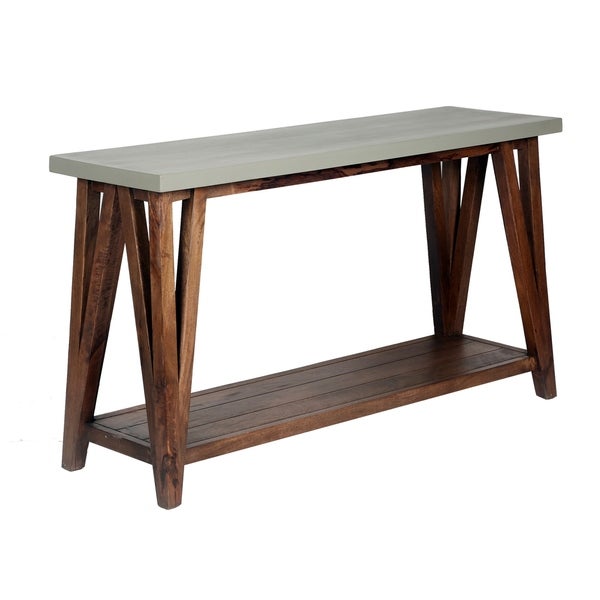 Carbon Loft Omer 52-inch Concrete Top Wood Console Table