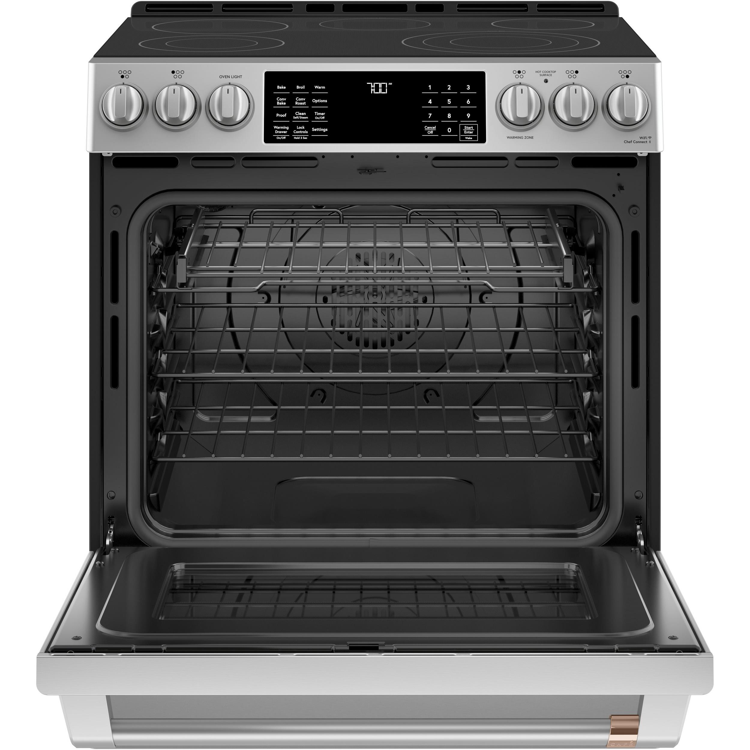 Caf¨¦ 30-inch Slide-in Electric Range with Warming Drawer CCES700P2MS1