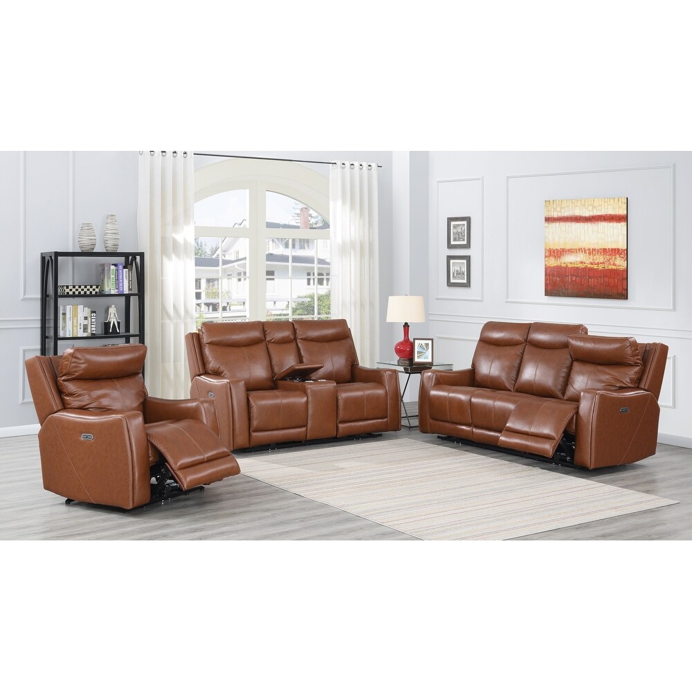 Newport Power Top Grain Leather Reclining Sofa by Greyson Living