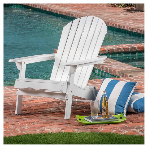 Hanlee Folding Wood Adirondack Chair White Christopher Knight Home