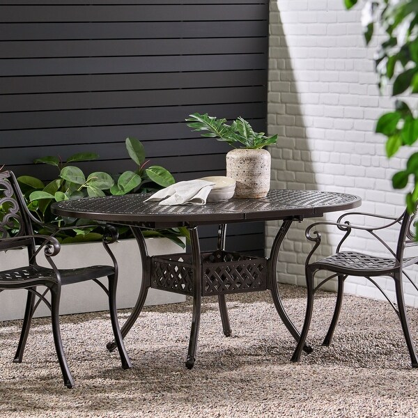 Outdoor Expandable Aluminum Dining Table，Hammered Bronze Finish