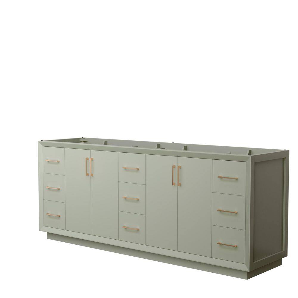 Wyndham Collection Strada 83.25 in. W x 21.75 in. D x 34.25 in. H Double Bath Vanity Cabinet without Top in Light Green WCF414184DLZCXSXXMXX