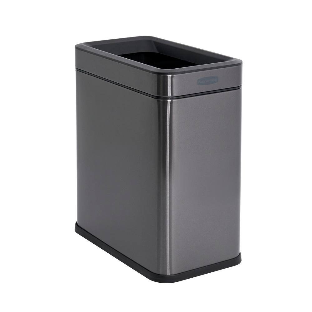 Rubbermaid 2.6 Gal. Stainless Steel Rectangular Open Top Household Metal Trash Can 2179283