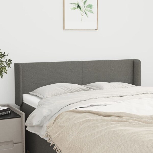 vidaXL Headboard with Ears Dark/Light Gray Fabric - - 37455505