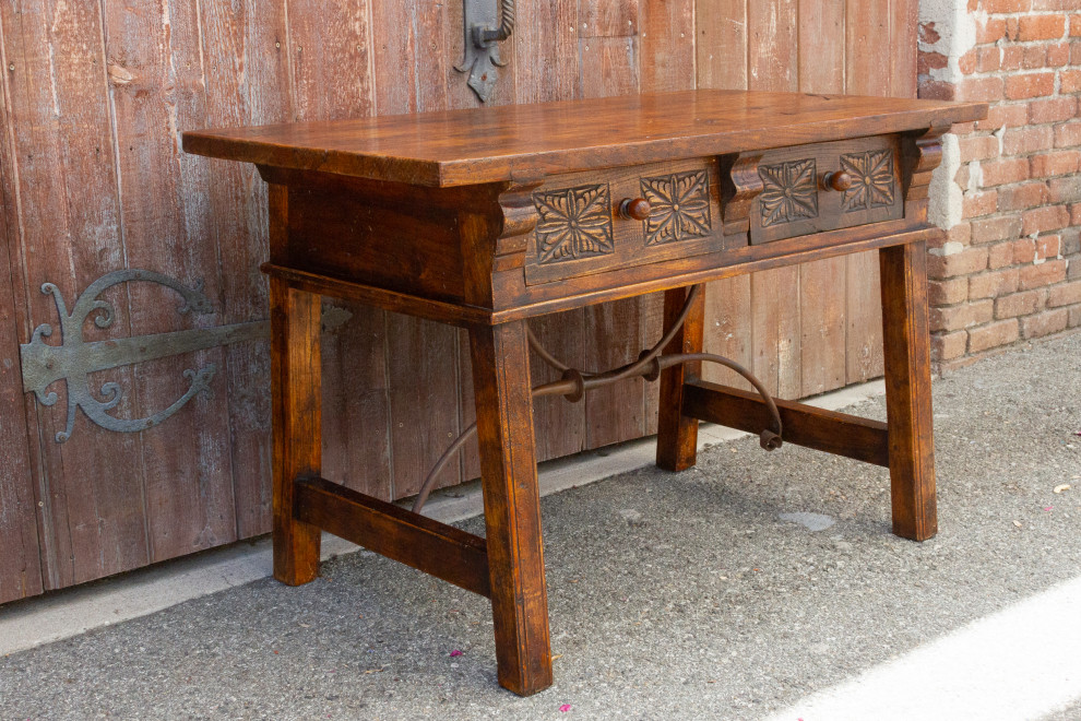 Carved Antique Elm Vizcaya Table   Traditional   Console Tables   by De cor  Houzz