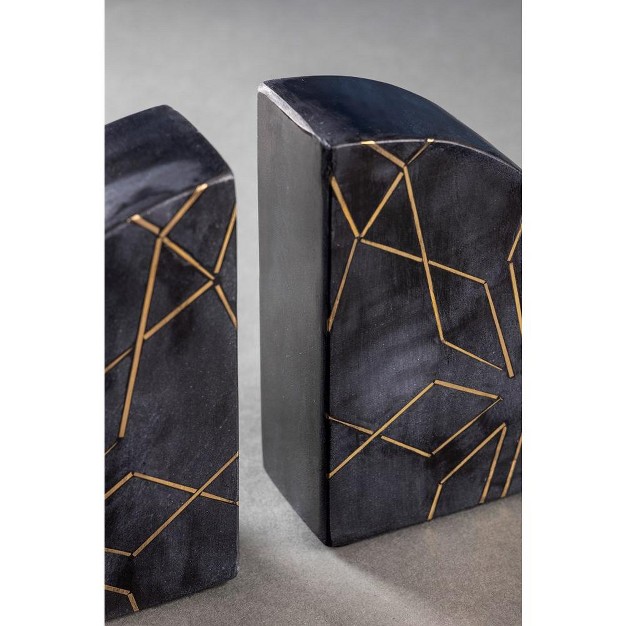 Gauri Kohli Enchant Black Marble Bookends Set Of 2