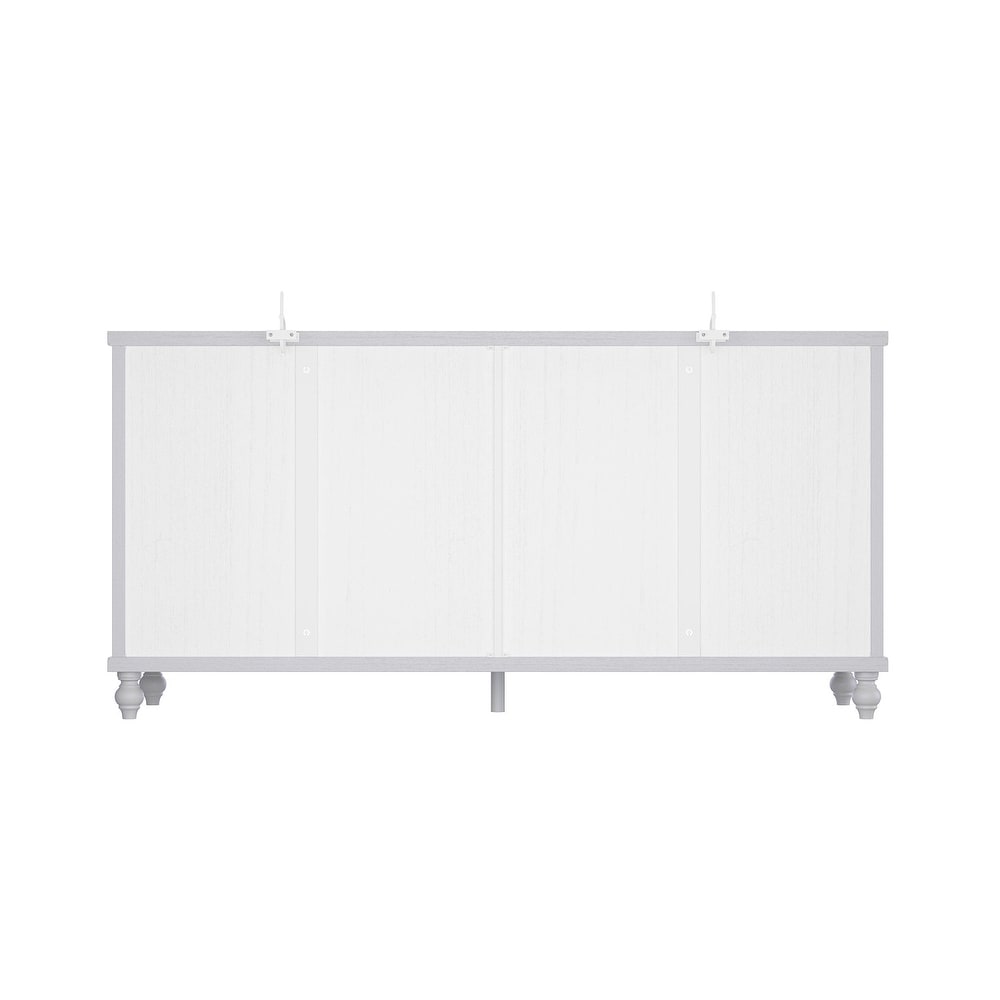 White/Brown Buffet Cabinet with Sliding Doors Organizer Bookshelves   63.1\