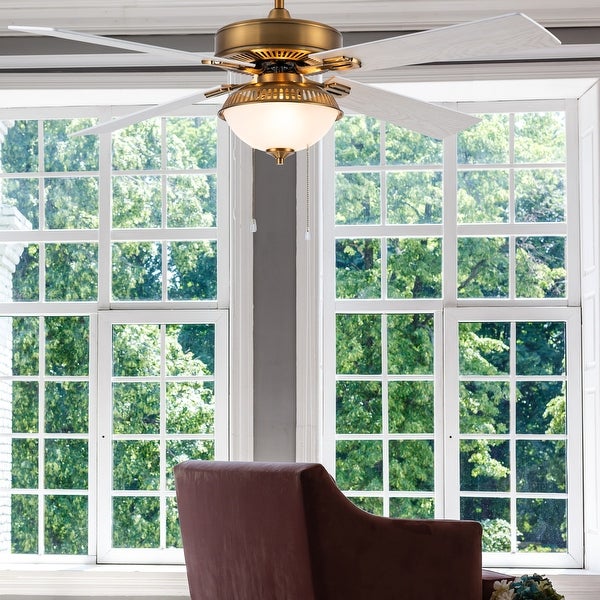 Leila River of Goods Brass and Glass 52-Inch Ceiling Fan with Light - 52