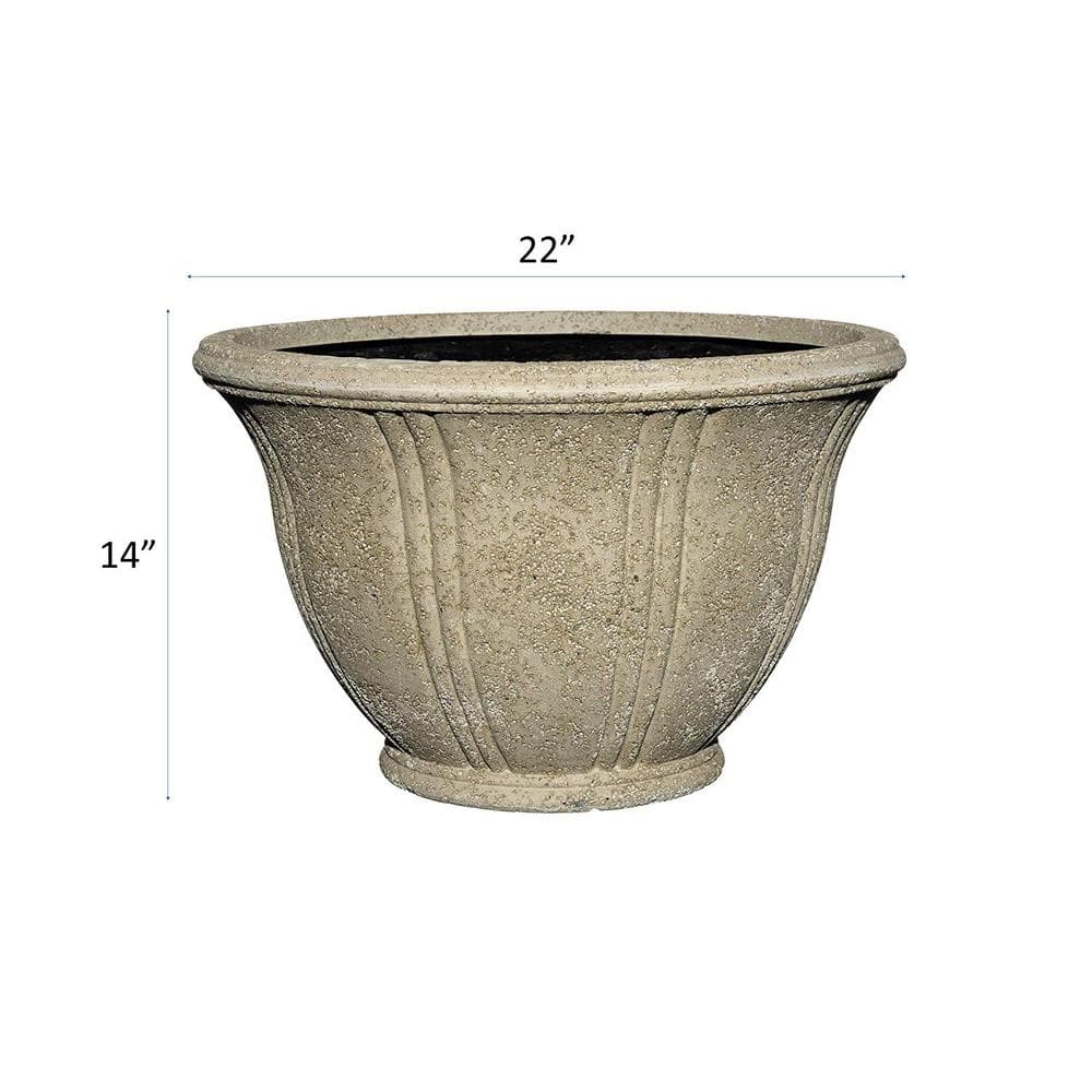 Classic Home and Garden 22 in. Natural Lava Stone Low Dorset Pot Planter LS7410