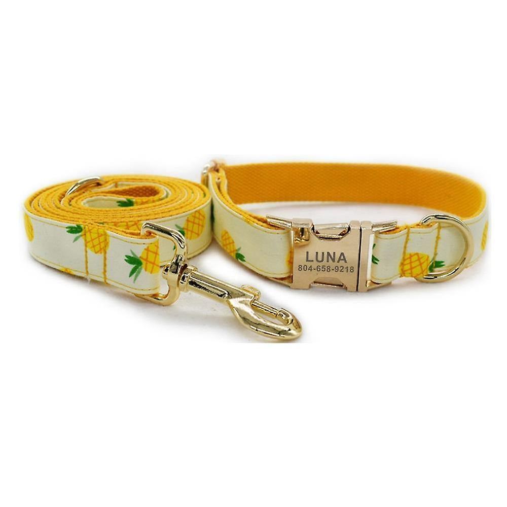 Pineapple engraved dog collar