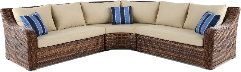 Tortola Wicker and Linen Outdoor Patio Sectional Sofa