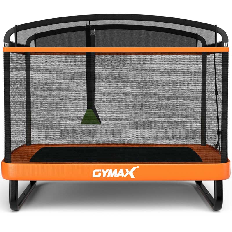 6 FT Kids Trampoline with Swing & Safety Fence, ASTM Approved Toddler Rectangle Trampoline for 3-8 Year Old