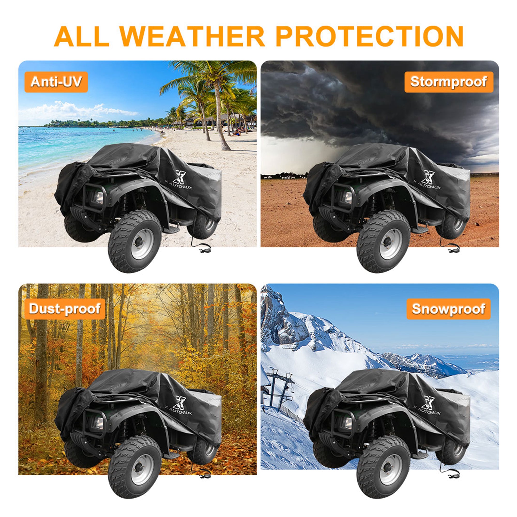 4pcs Black XL Size Quad ATV Cover Waterproof for Polaris