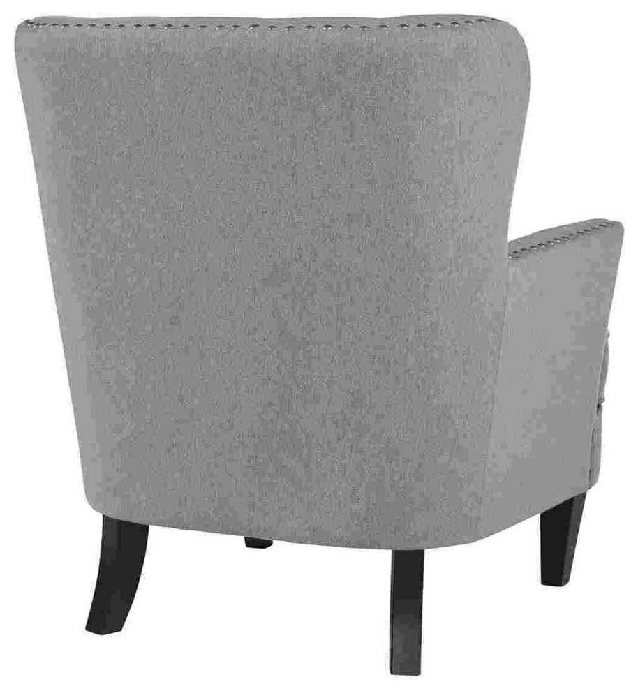 Benzara BM263435 Accent Chair With Diamond Tufted Back  Gray   Transitional   Armchairs And Accent Chairs   by Uber Bazaar  Houzz