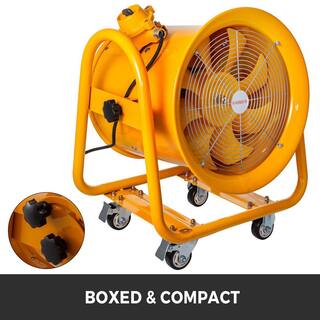 VEVOR 16 in. Utility Blower Fan Explosion Proof Fan 1100-Watt 60Hz 3450 RPM with Wheels for Extraction Ventilation in Orange ZLFJYJ16CFB000001V6