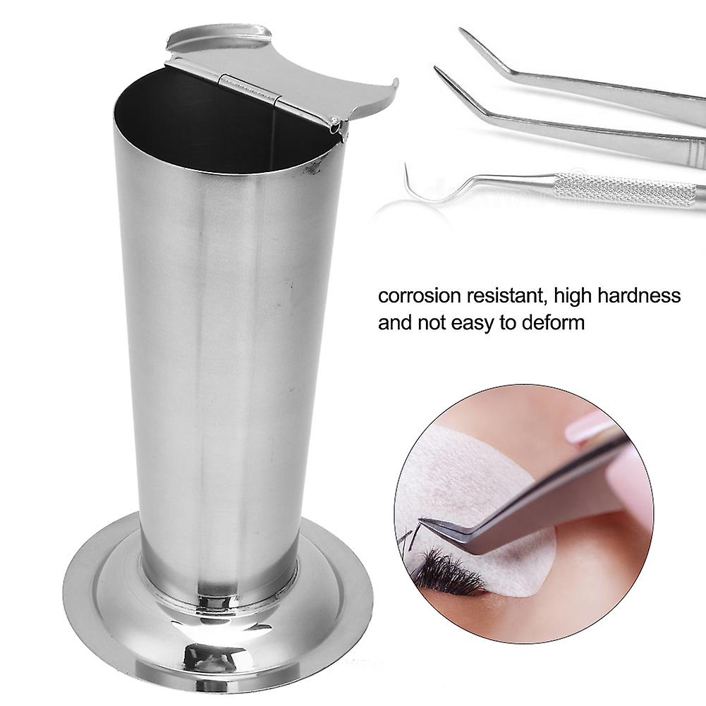 Tweezers Cylinder Barrel Stainless Steel Dustproof Scissor Tweezers Container With Lids