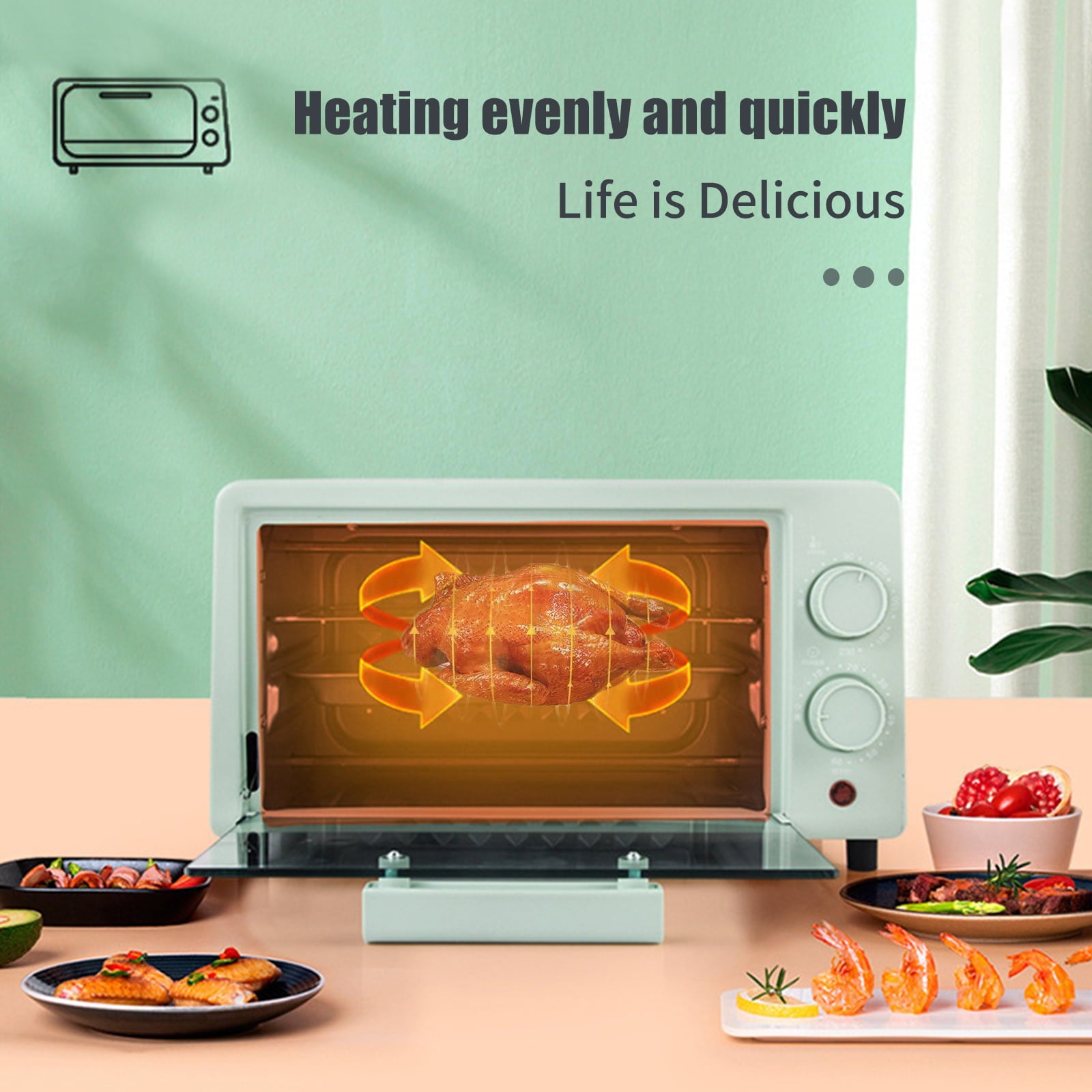 CACAGOO Oven Household Small Mini 12L 60-230 ℃ Electric Toaster 700W Breakfast Machine