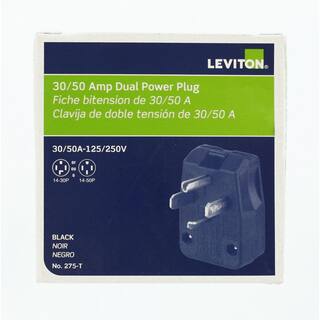 Leviton 3050 Amp 3-Pole Angle Plug NEMA 14-30P14-50P Black R50-00275-00T