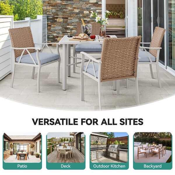 Moasis 5Piece Bistro Set Patio Wicker Swivel Conversation Chairs