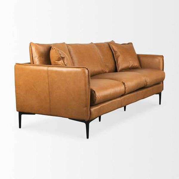 Lake Como Tan Leather Sofa