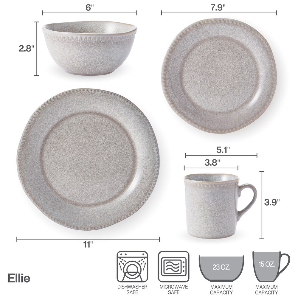 Mikasa Ellie Gray 16PC Dinnerware Set  Service for 4   1