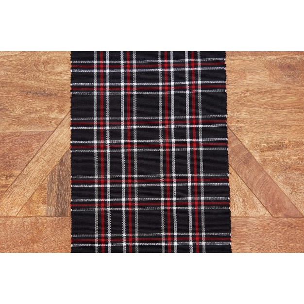 C amp f Home Poinsettia Plaid Woven Table Runner