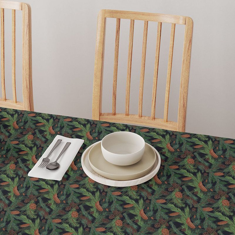 Square Tablecloth， 100% Polyester， 70x70， Fir Branches and Green Pines