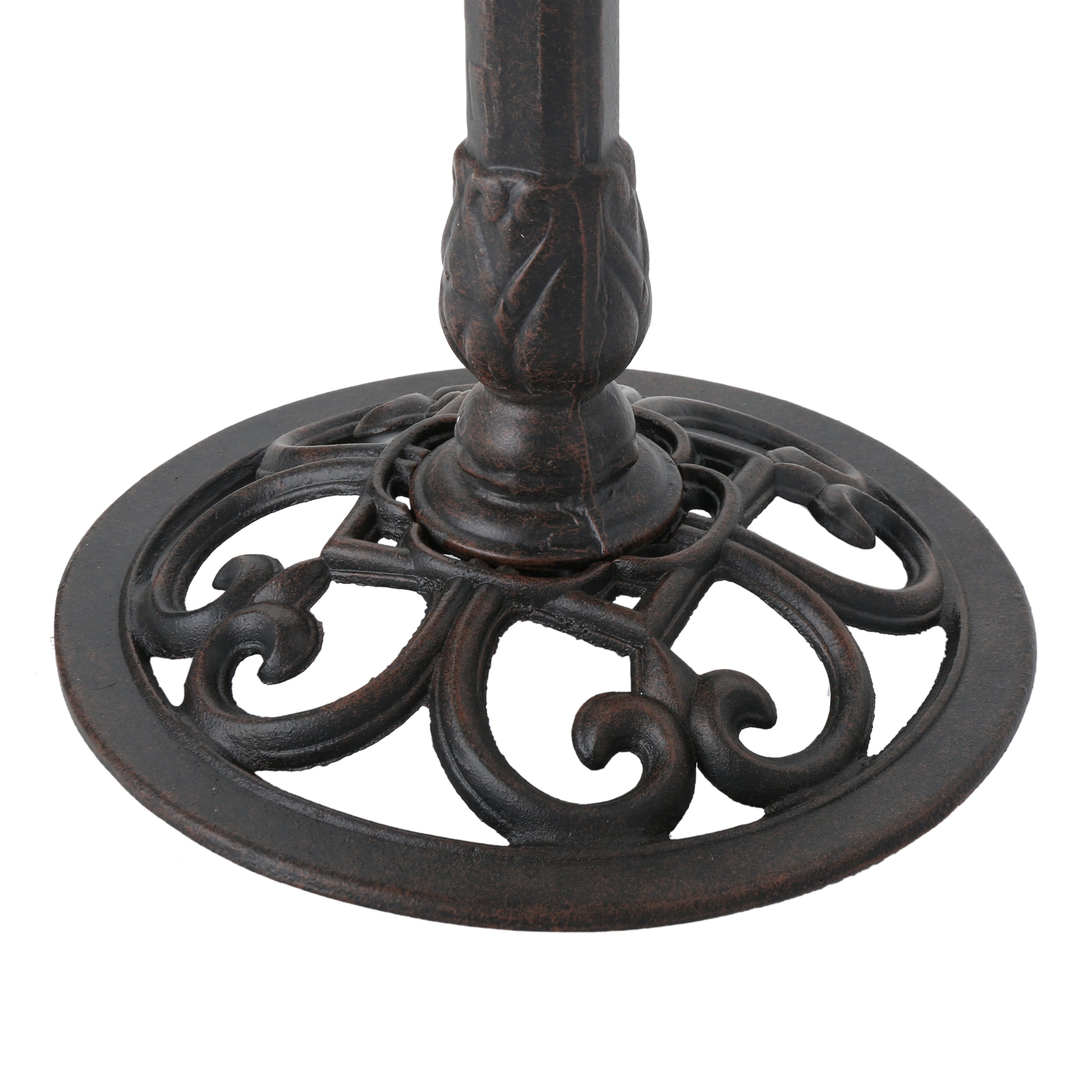 Lancaster Outdoor Aluminum Top Bird Bath with Iron Base, Bronze Finished