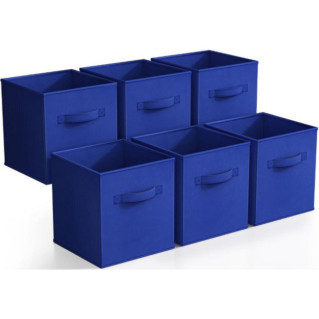 Sorbus 11 Inch 6 Pack Foldable Fabric Storage Cube Bins With Handles For Organizing Pantry Closet Shelf Nursery Playroom And More royal Blue