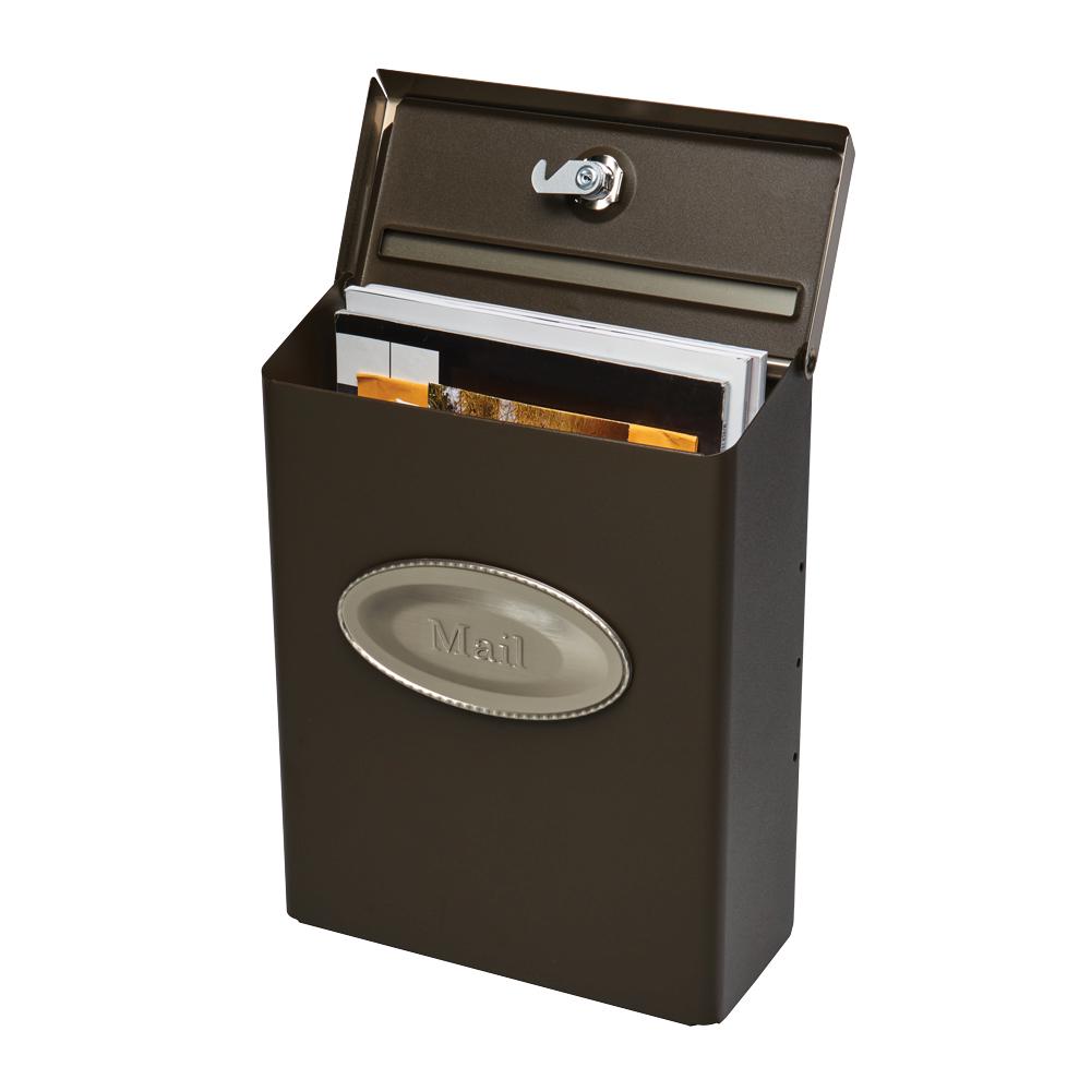 Gibraltar Mailboxes Designer Medium， Vertical， Wall Mount， Locking Mailbox， Venetian Bronze w/ Satin Nickel， DVKPBZ00