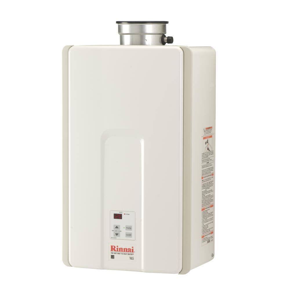 Rinnai High Efficiency 6.5 GPM Residential 150000 BTU Natural Gas Interior Tankless Water Heater V65iN