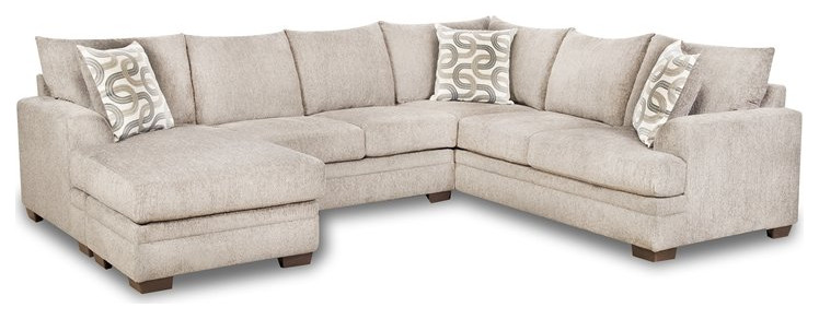 Franklin 2 Piece Sectional with Accent Pillows in Cream   Transitional   Sectional Sofas   by Homesquare  Houzz