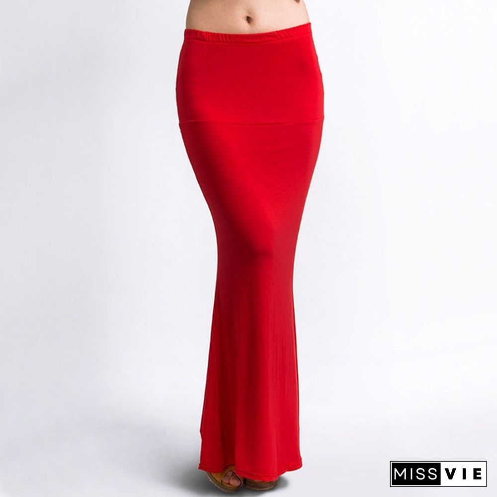 Summer Fashion Casual Long Skirt Candy Color Maxi Skirts Plus Size Women Skirt