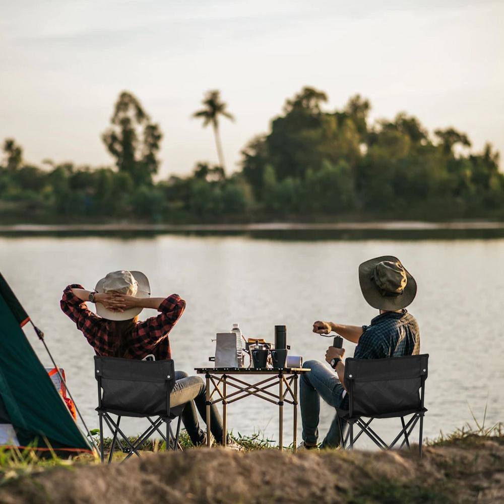 dubbin Armless Portable Folding Camping Chair for Outdoor Camping Fishing in Black FXPFFS-1009