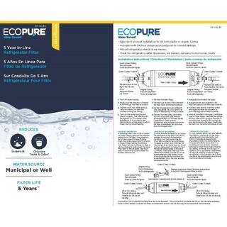 EcoPure 5-Year In-Line Refrigerator Water Filter - Includes both 14 in. Compression and Push to Connect Fittings EPINL30