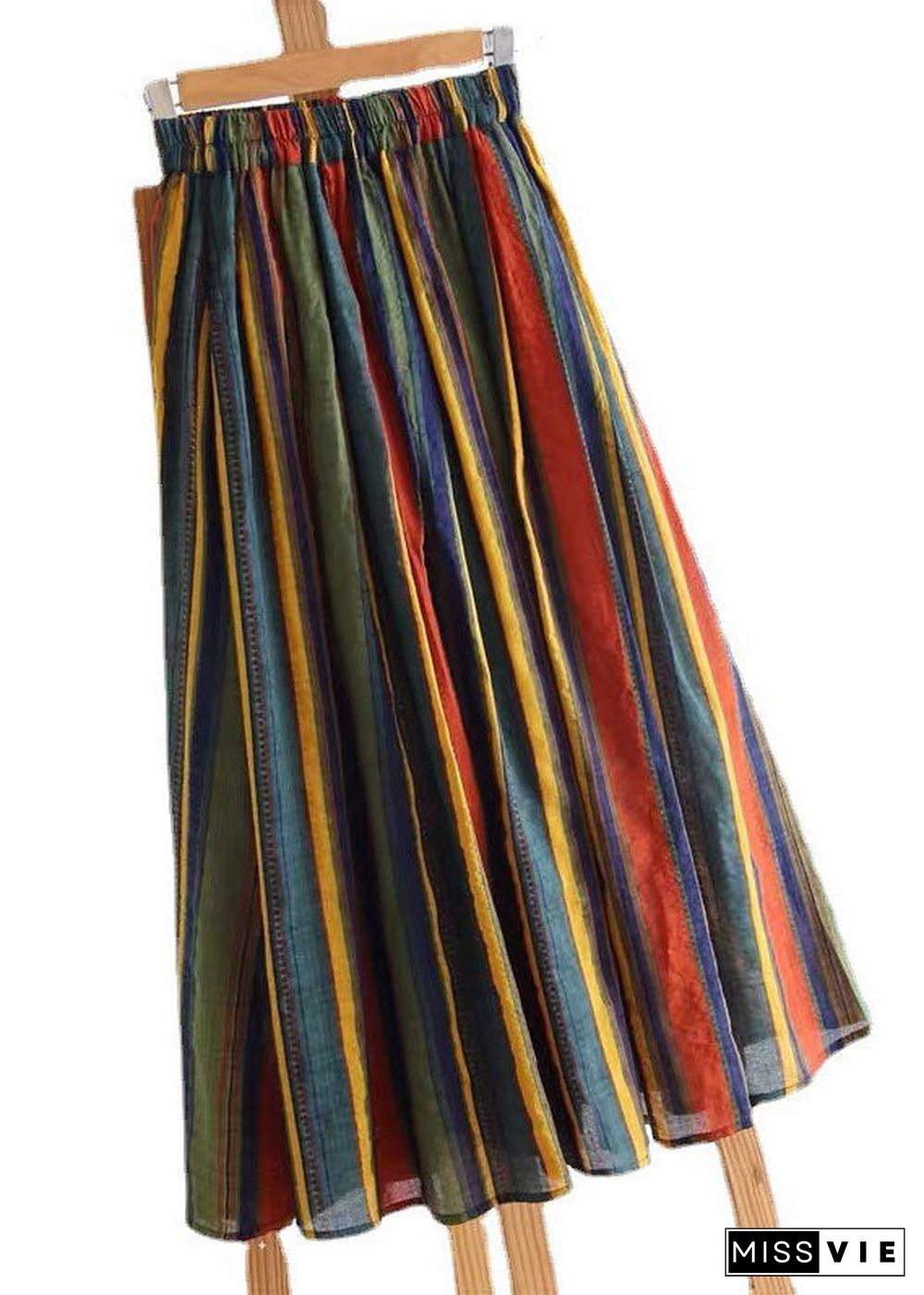 Unique Blue-snowflake elastic waist Striped Skirt Spring