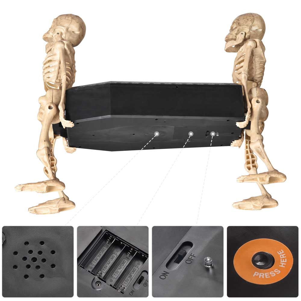 Yescom Animated Skeleton Carrying Coffin Sound Activated with Light