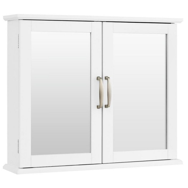 Hivago 2-Tier Bathroom Wall-Mounted Mirror Storage Cabinet with Handles-White