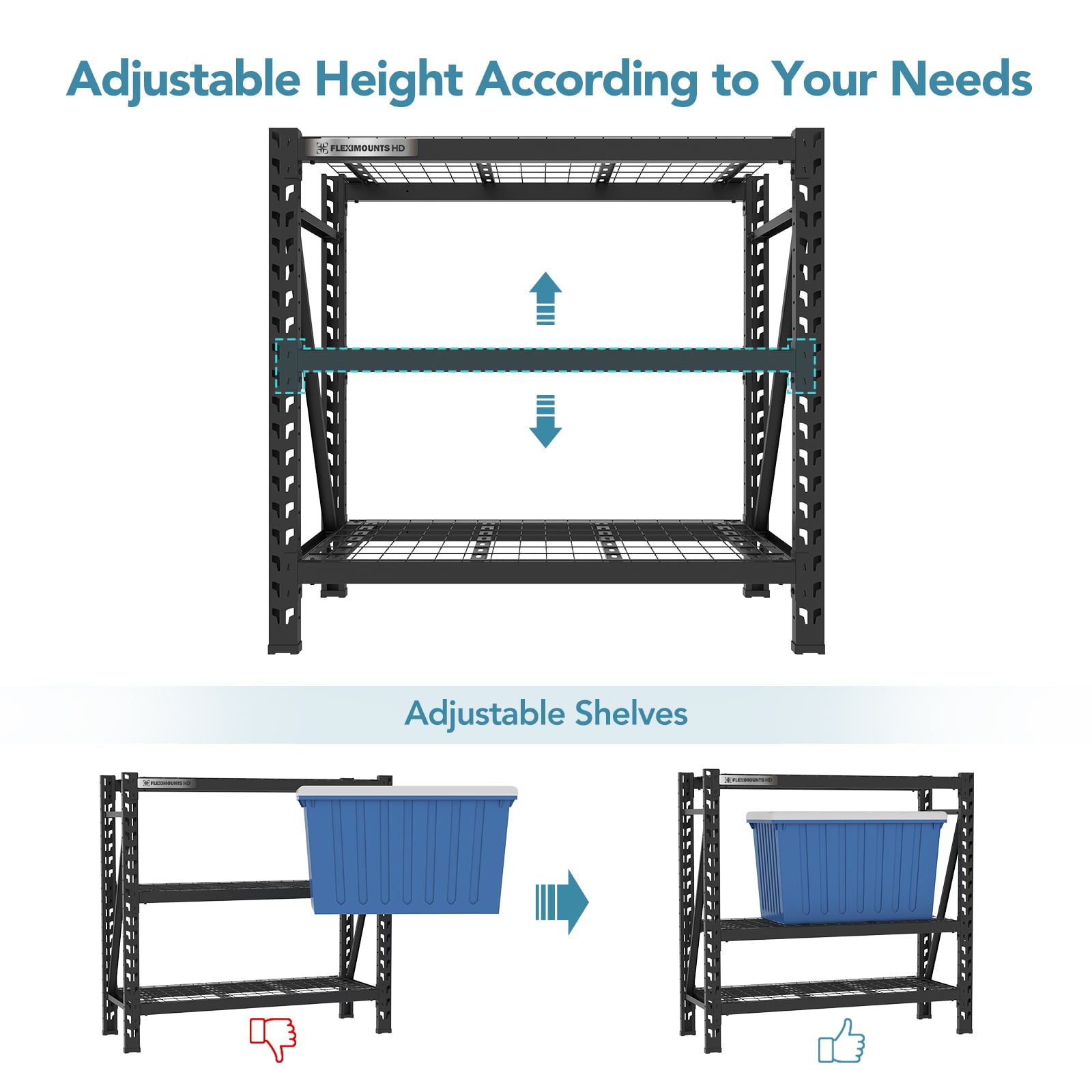 FLEXIMOUNTS 2 x 4 ft 3 Shelf Steel Wire Decks Storage Racks 4650 lbs Weight Capacity Heavy Duty Industrial Metal Garage Shelving