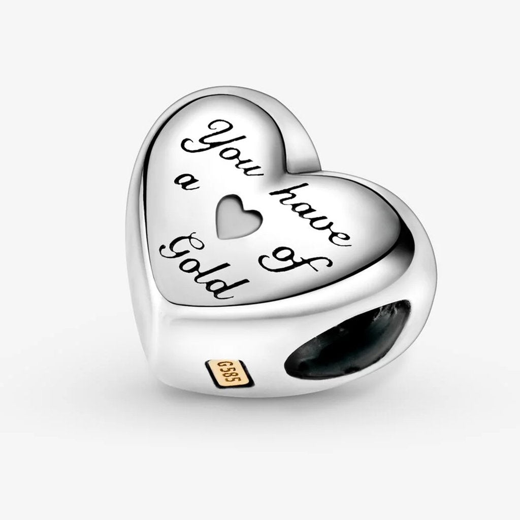 PANDORA  Domed Golden Heart Charm