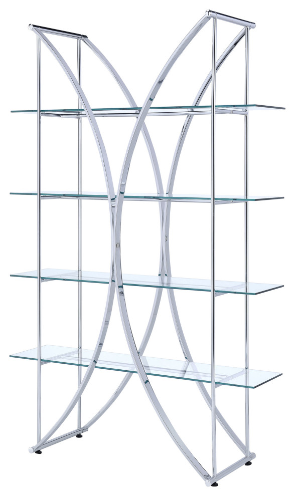 Larson 4 tier Bookcase Chrome and Clear   Modern   Bookcases   by Modon  Houzz