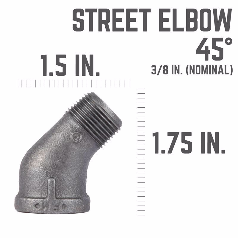 ELBOW 45D STRT BLK 3/8