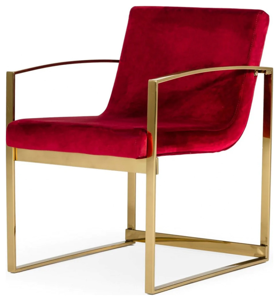 Anglyn Modern Red Velvet Accent Chair   Contemporary   Armchairs And Accent Chairs   by V.S.D Furniture  Houzz