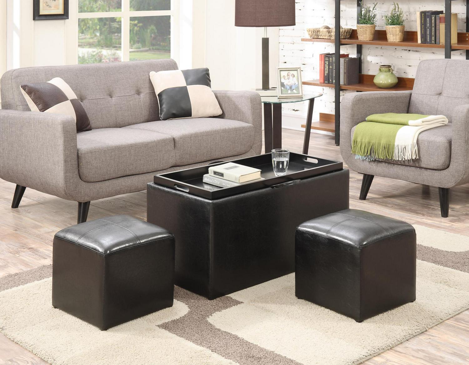 Convenience Concepts Designs4Comfort Sheridan Storage Bench with 2 Side Ottomans  Crowdfused