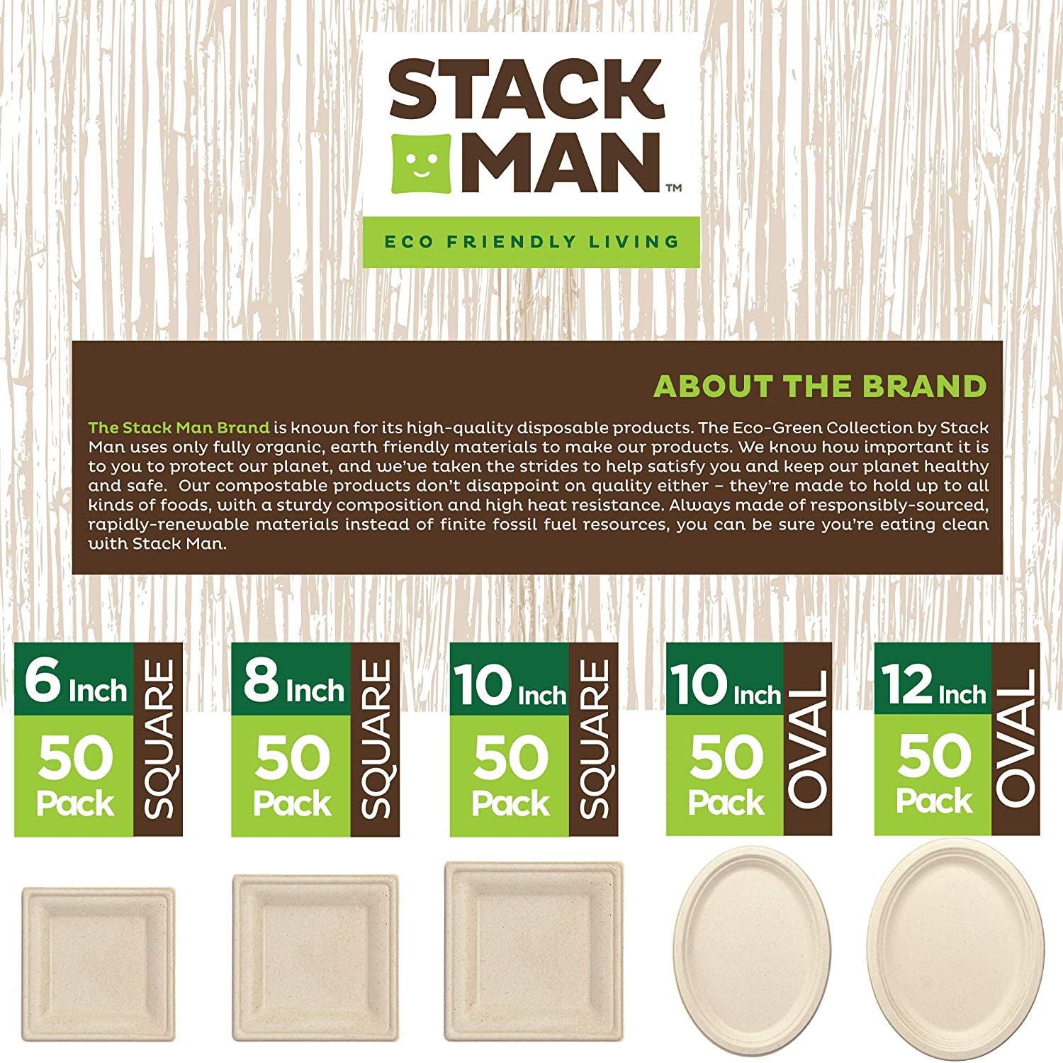 Stack Man 100% Compostable 12 oz. Paper Bowls [125-Pack] Heavy-Duty Quality Natural Disposable Bagasse