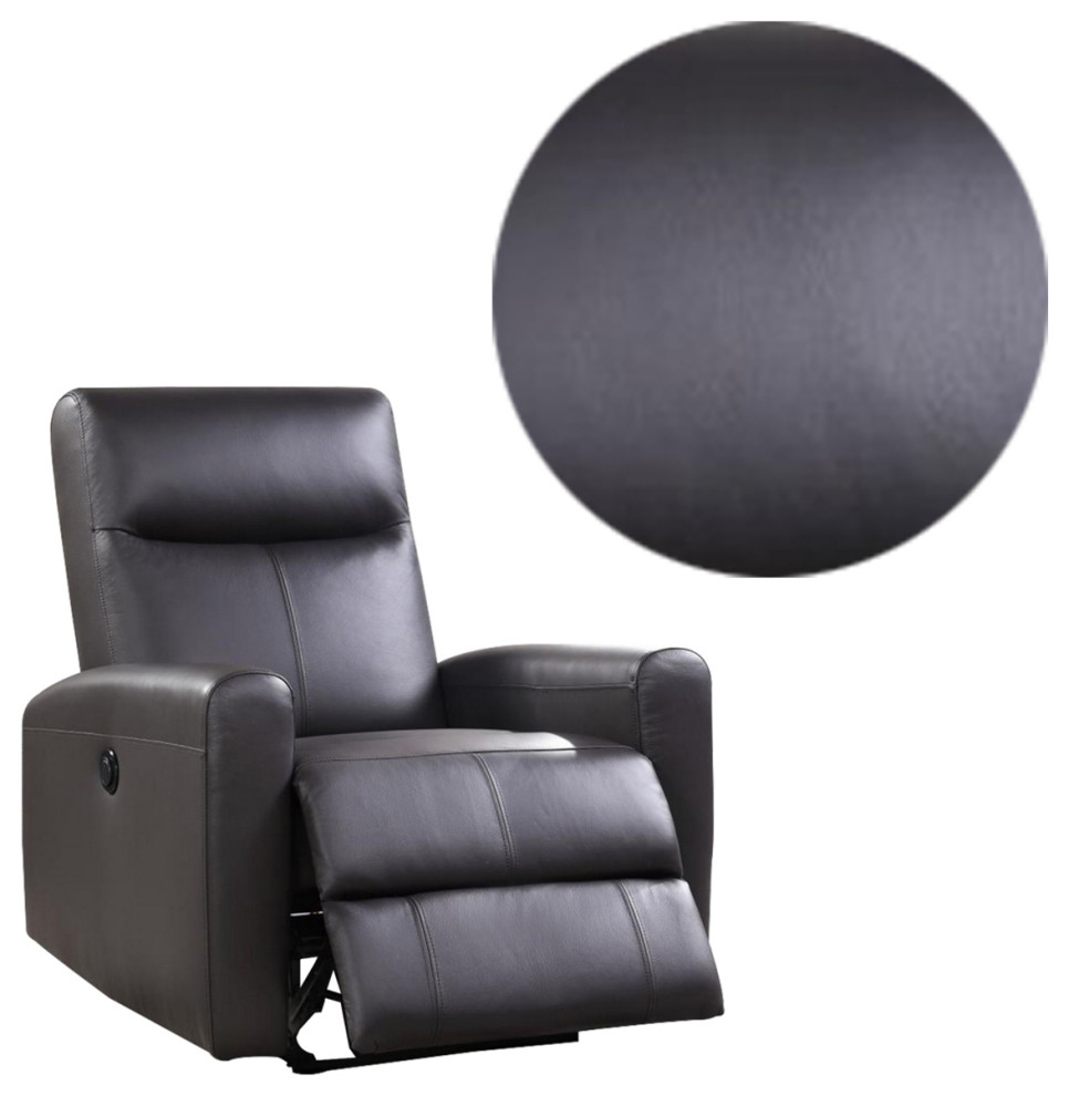 40 Inch Power Recliner Leatherette Sloped Armrest Tufted Back Gray   Contemporary   Recliner Chairs   by VirVentures  Houzz