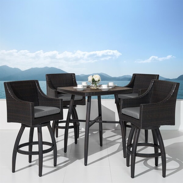 Deco 5 Piece Sunbrella Outdoor Patio Barstool Set